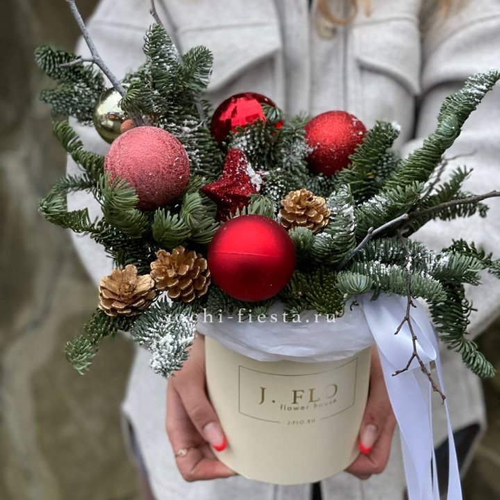 Новогодняя композиция в коробке ред в Нижнем Новгороде